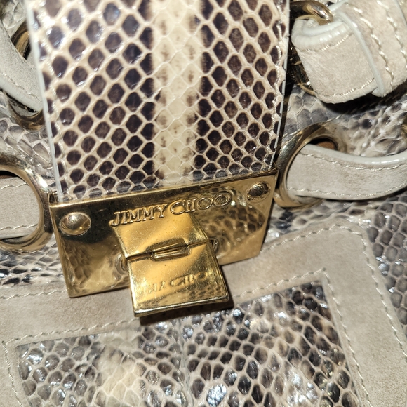 Jimmy Choo Taupe Snakeskin-Print Shoulder Bag - Picture 4 of 11